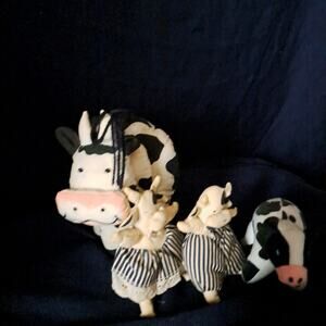 Vintage Holstein Cow Decorative Plush Collection Lot of 4 Ornaments, Stand Alone